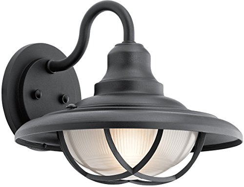 Kichler 49693BKT Modern One Light Outdoor Wall Mount Sconce - Perfect for Porch, Patio, and Entryway Lighting