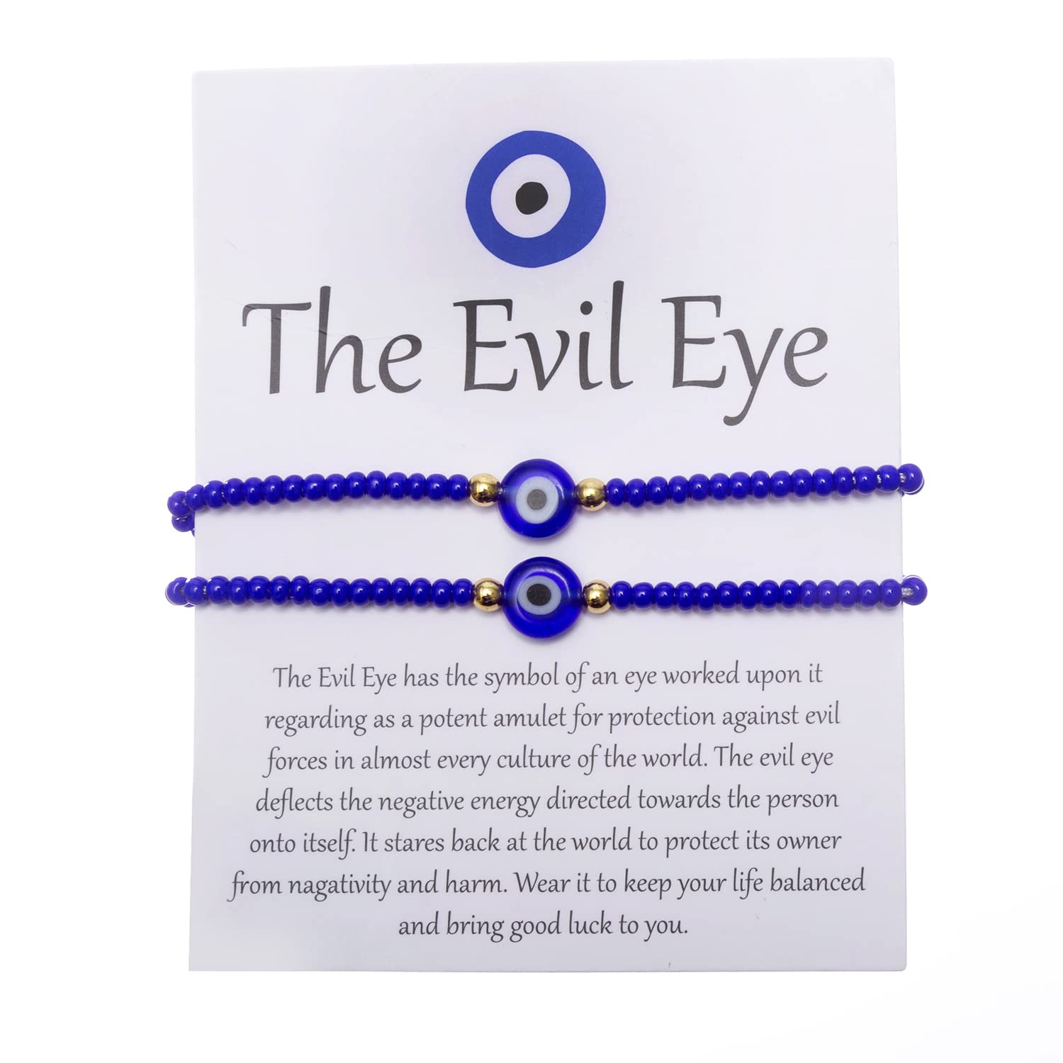 Vasperain 2-Pack Evil Eye Protection Bracelet for Women & Men - Adjustable Mexican Ojo Bracelet for Good Luck & Positive Energy - Perfect for Daily Wear, Gifts & Spiritual Protection