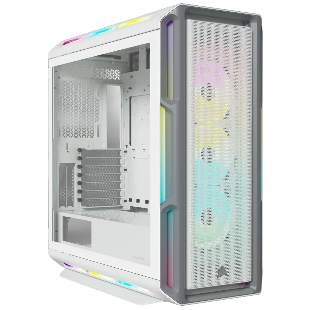CORSAIR iCUE 5000T RGB Mid-Tower ATX PC Case - 208 Addressable RGB LEDs, Triple 360mm Radiator Support, Easy Cable Management, 3 LL120 RGB Fans Included (White) - Perfect for Gaming PC Builds & Custom Water Cooling Systems