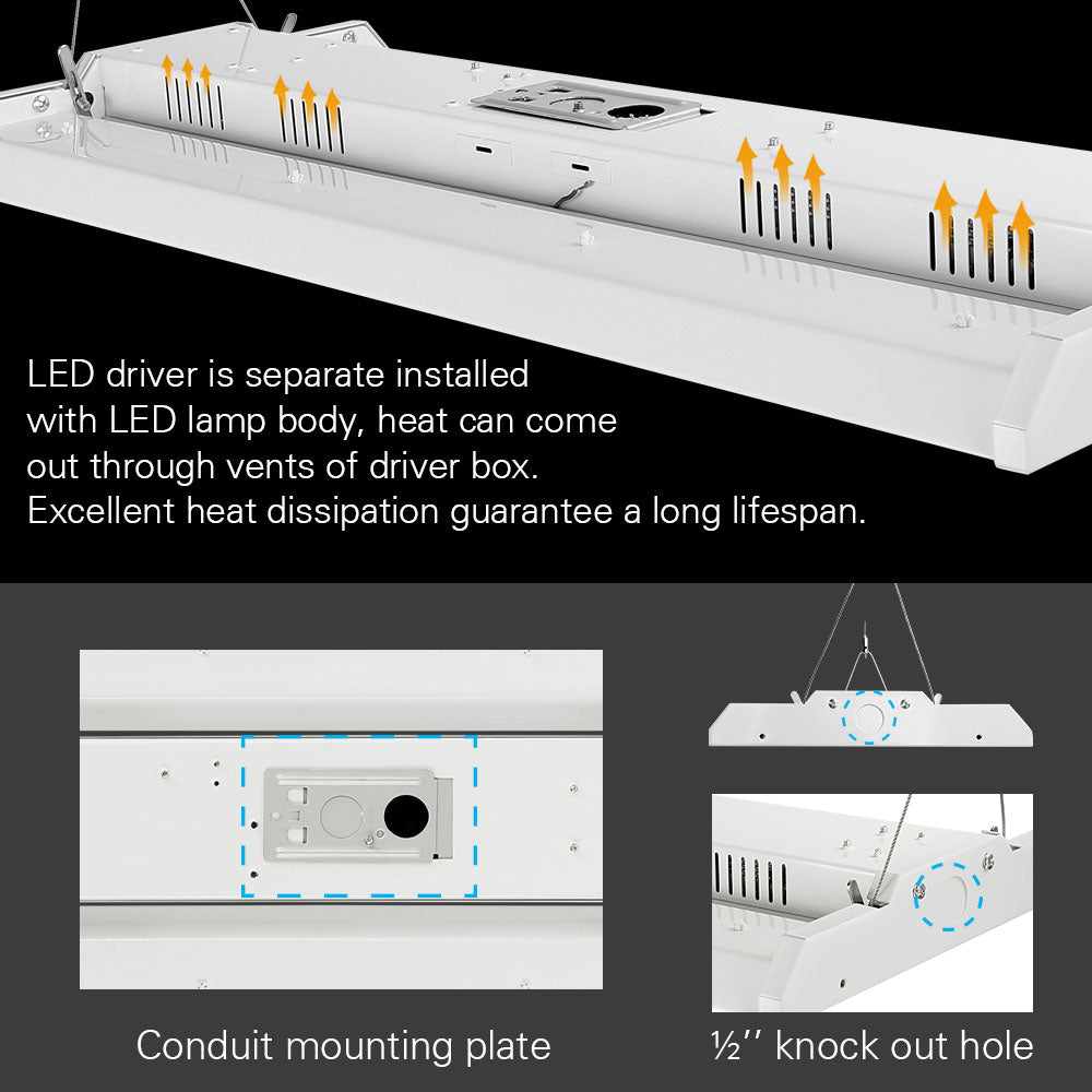 270W Linear LED Highbay Light - 2x4FT, 120-277V, 35500 Lumens, 4000K Neutral White, 750W Equivalent - Perfect for Warehouses, Factories & Commercial Spaces