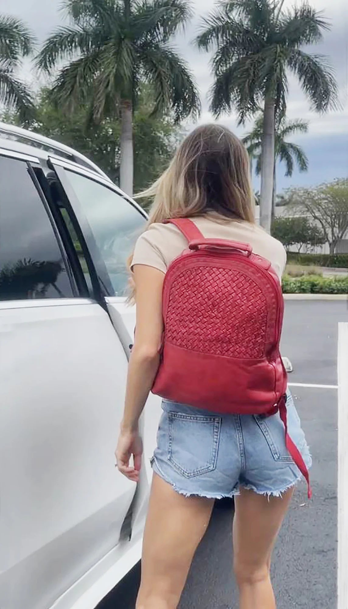 Premium Genuine Leather Laptop Backpack for Women - Cherry Red - 15.6 Inch Business Travel & Work Commuter Bag - Stylish Office & College Backpack for Professionals & Students