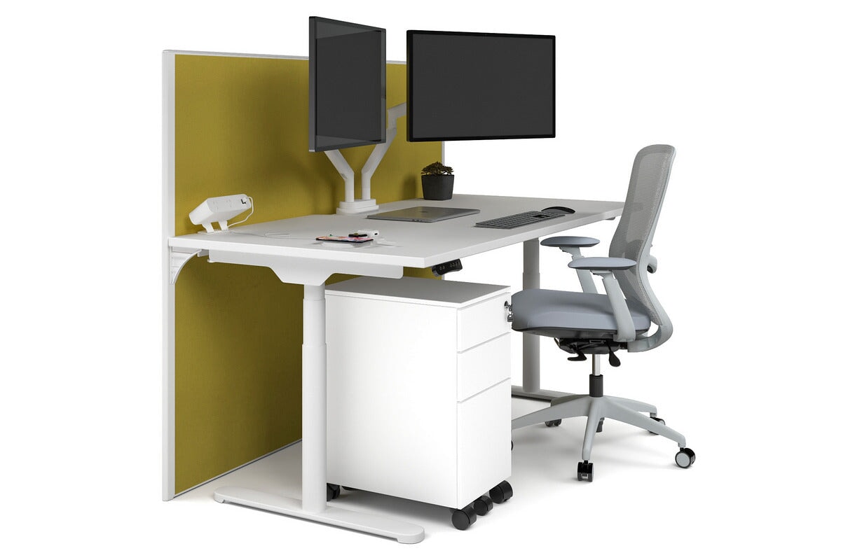 Flexi Premium Height Adjustable Single Workstation Desk - 1600L x 800W with Cable Management Scallop | Ergonomic Standing Desk for Home Office & Workspace