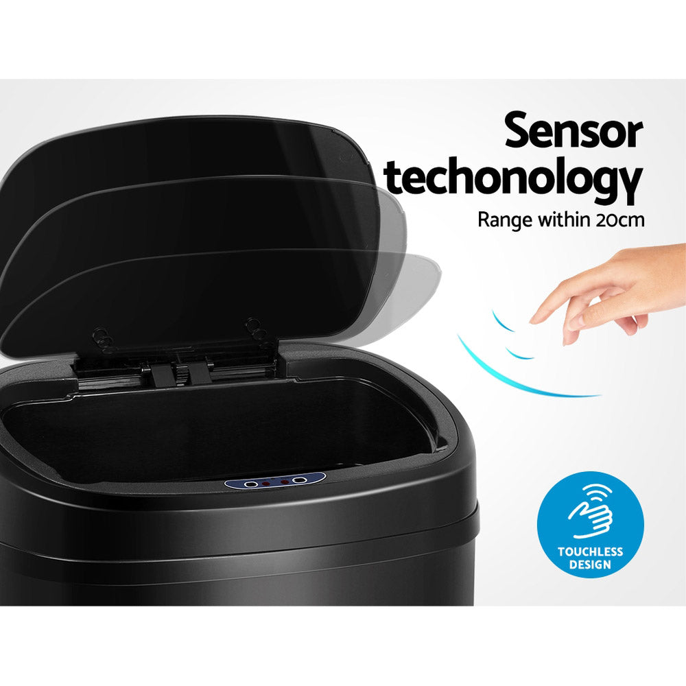 Devanti 68L Automatic Motion Sensor Trash Can - Black | Touchless Kitchen Waste Bin for Home, Office & Bathroom