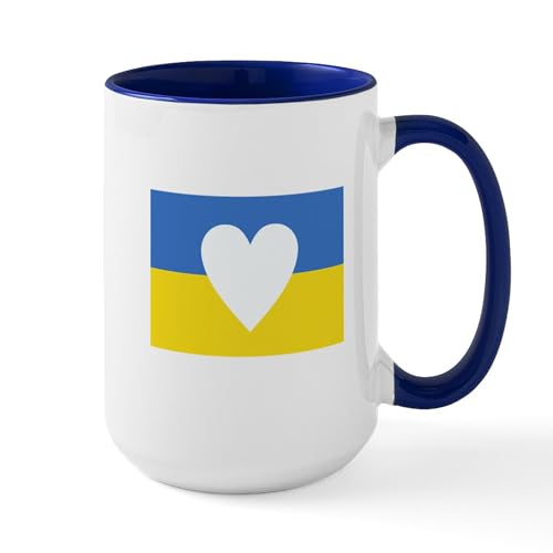 White/Navy Inside - Ukraine Heart Mugs
