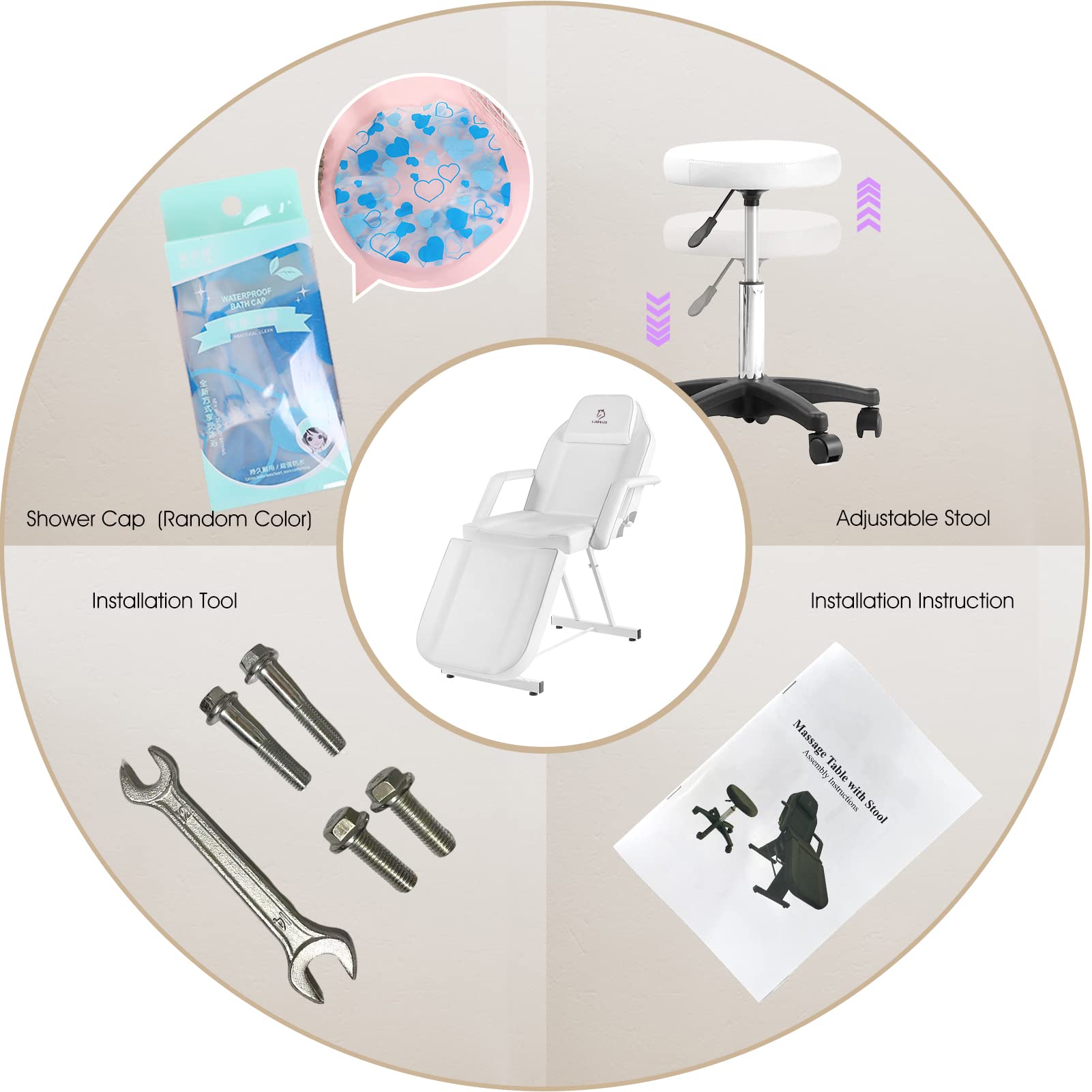 Adjustable Hydraulic Facial Tattoo Chair - Professional Beauty Spa Stool for Lash Extensions & Skin Treatments | White | Perfect for Salon, Tattoo Parlor & Cosmetic Clinics