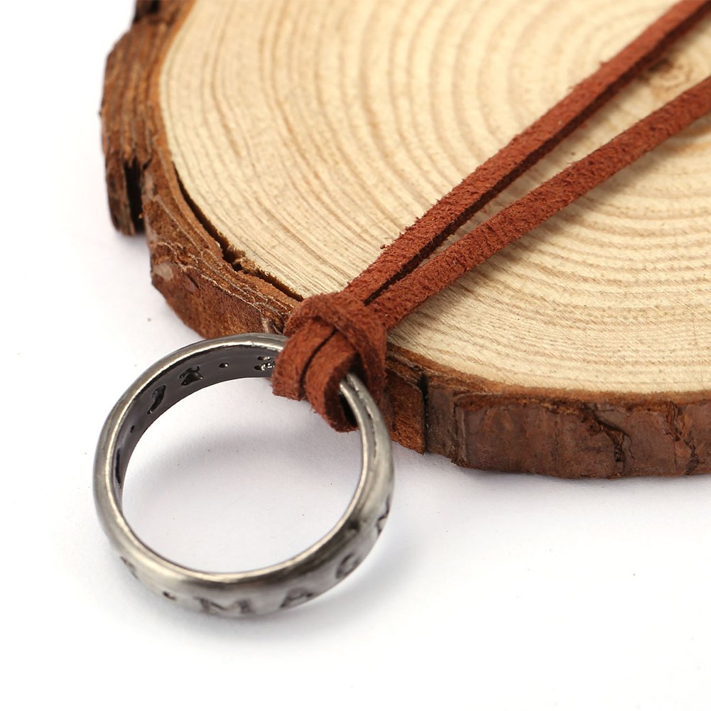 Uncharted 4 Nathan Drake Ring Pendant Necklace for Men - Adjustable Leather Cord, Handmade Video Game Jewelry - Perfect for Cosplay, Gifts & Gaming Enthusiasts