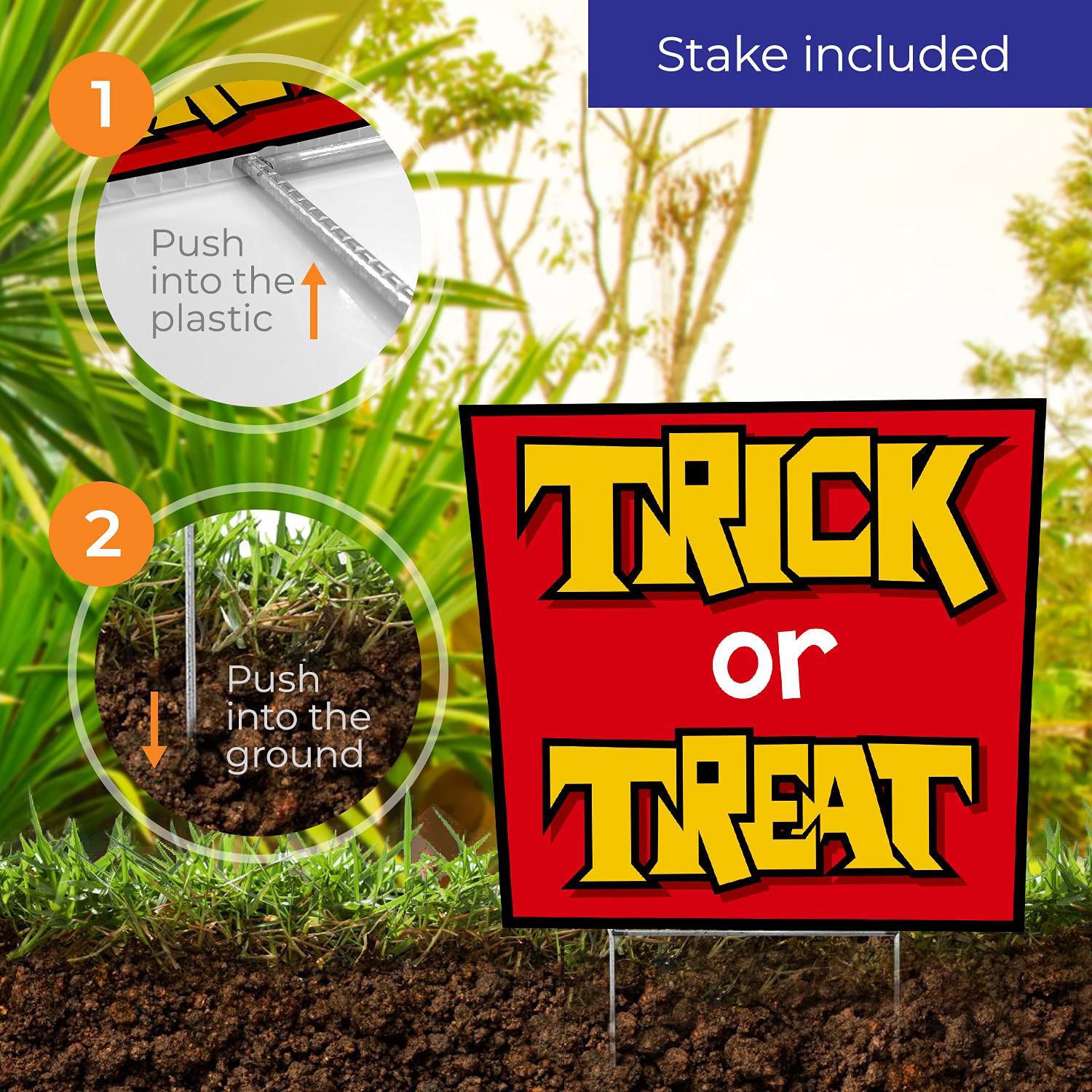 Spooky Halloween Outdoor Decorations - Haunted House Yard Signs with Metal Stakes for Scary Theme Parties | Perfect for Front Lawn, Garden & Halloween Night Decor