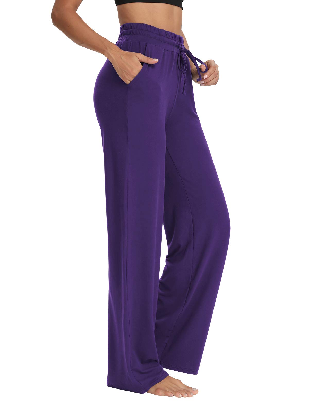Sarin Mathews Women's Wide Leg Yoga Sweatpants - High Waist Lounge Pajama Pants with Drawstring & Pockets - Comfy Workout Joggers for Yoga, Running, Gym & Home Relaxation