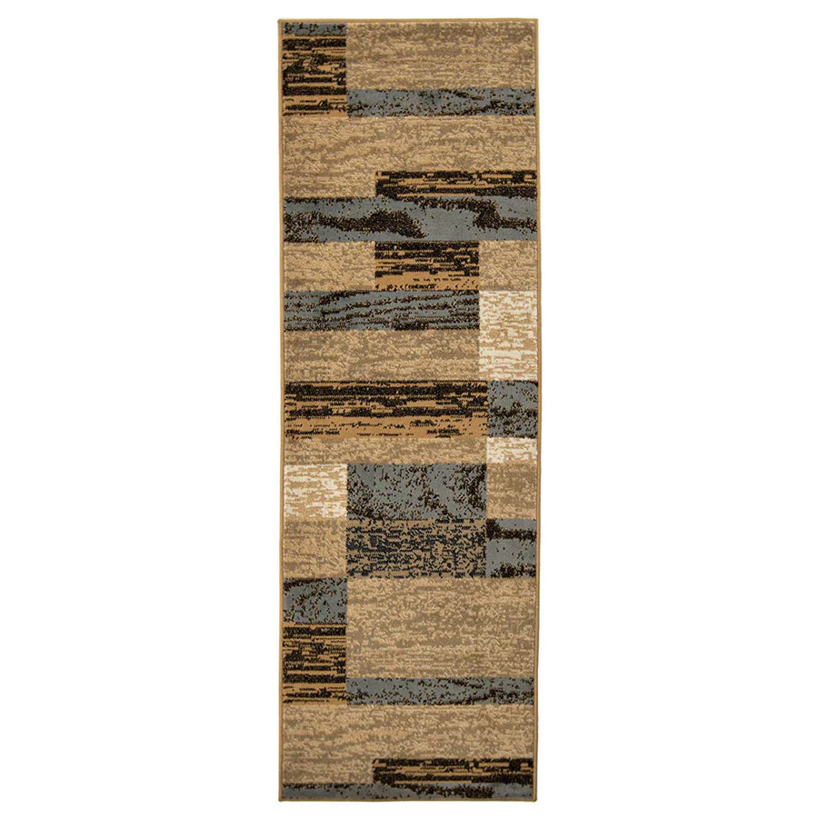Stylish Rockwood Contemporary Geometric Patchwork Area Rug - Non-Slip Indoor Runner for Living Room, Bedroom & Office Decor