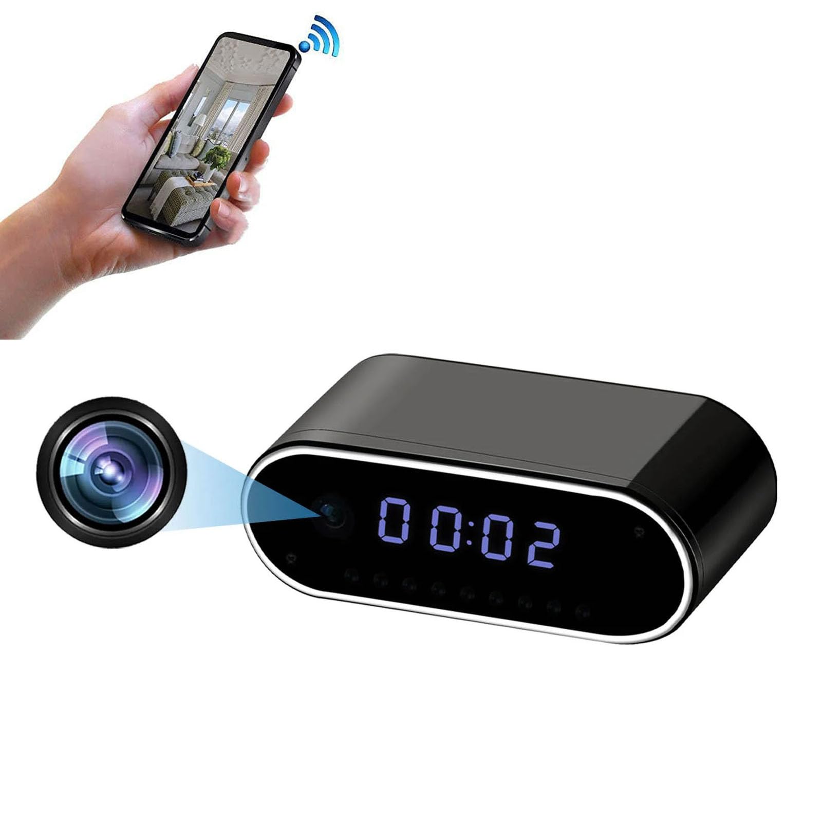 FKINGLRK WiFi Hidden Camera - 1080P Full HD Spy Clock Camera with Motion Detection & Night Vision - Wireless Nanny Cam for Home Security, Office Monitoring, and Indoor Surveillance