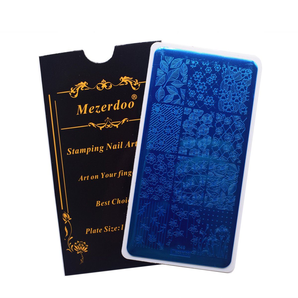 Mezerdoo Panda Nail Stamping Plate Set - 10pcs Lace Flower Love Nail Art Templates with Stamper & Scraper + Storage Bag | DIY Manicure, Salon Nail Design, Gift for Nail Lovers