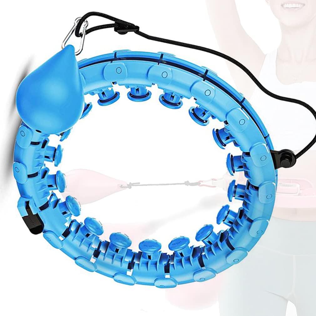 Weighted Hula Hoop for Adults - 2-in-1 Fitness & Massage Exercise Hoop with 24 Detachable Knots, Adjustable Auto-Spinning Ball - Perfect for Weight Loss, Core Workouts & Home Gym (Great for Beginners & Advanced Users)