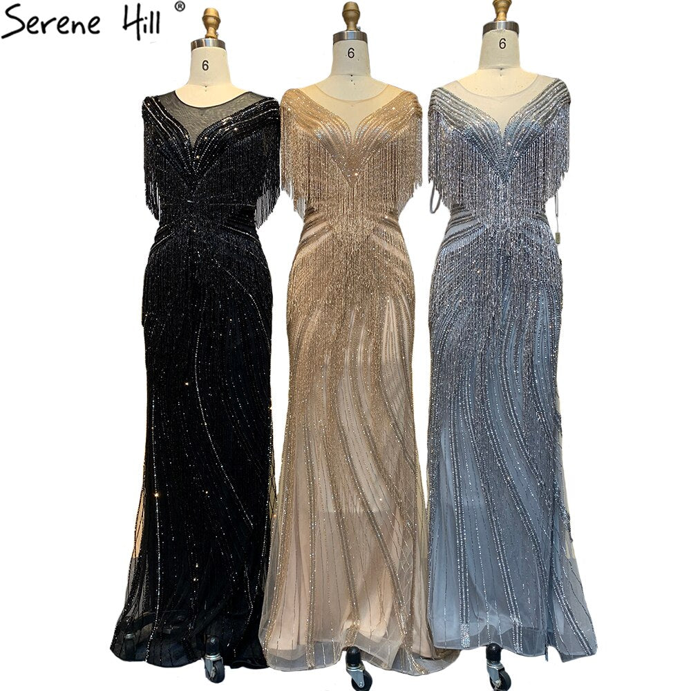 Serene Hill Mermaid Luxury Gold Evening Dresses 2025 - Beaded Tassel Elegant Gowns for Women - Perfect for Prom, Gala & Formal Parties