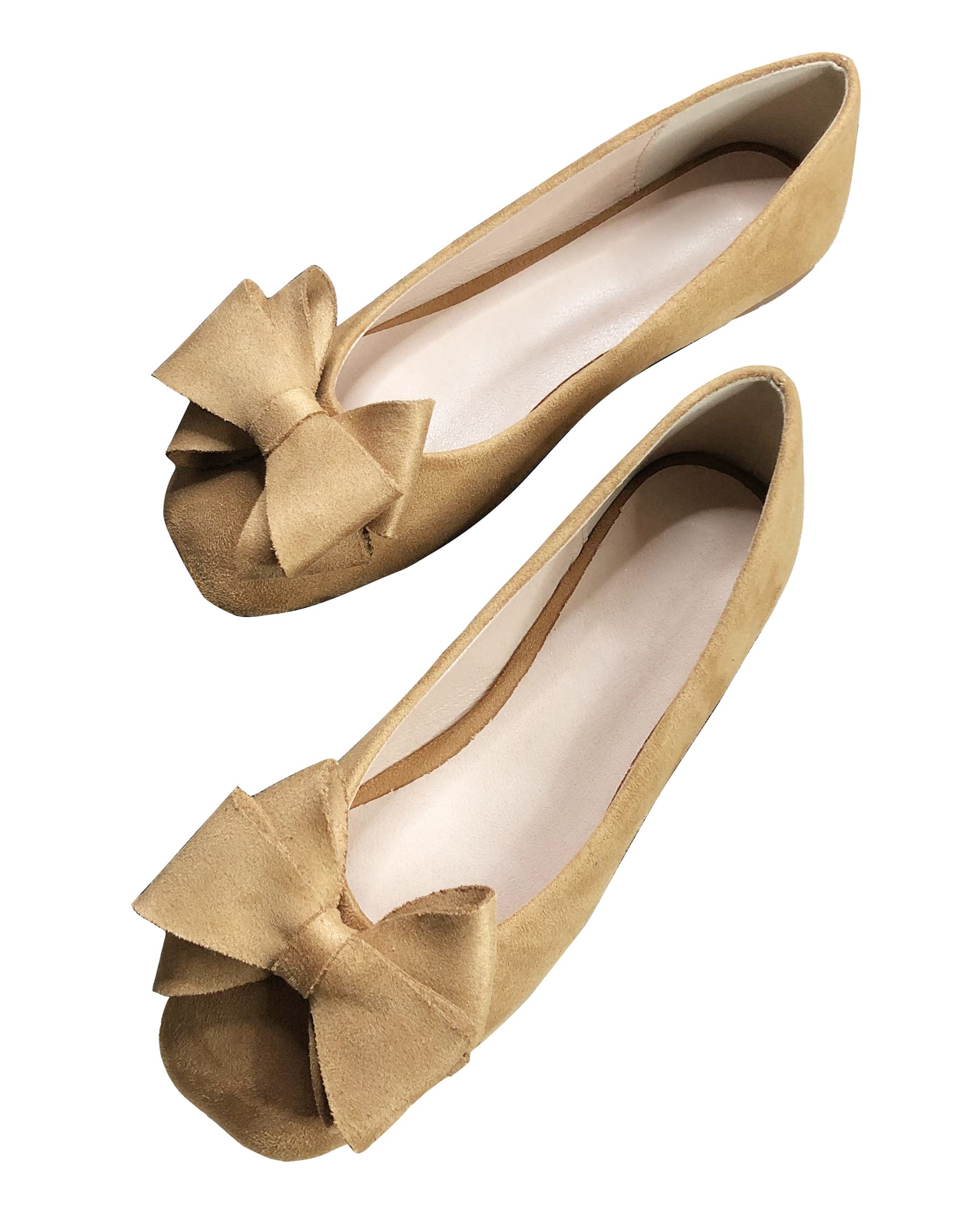 ODORHEISAYO Women's Comfortable Bowknot Flats - Square Toe Slip On Dress Shoes for Casual Wear, Office & Wedding Occasions