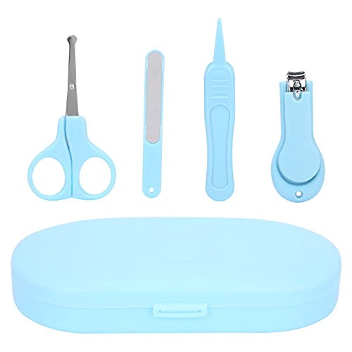 **Baby Nail Care Kit - Safe Nail Clippers, Scissors, Tweezers & Nail File for Newborns, Infants & Toddlers - Gentle Manicure Set for At-Home or Travel Baby Care (Blue)**