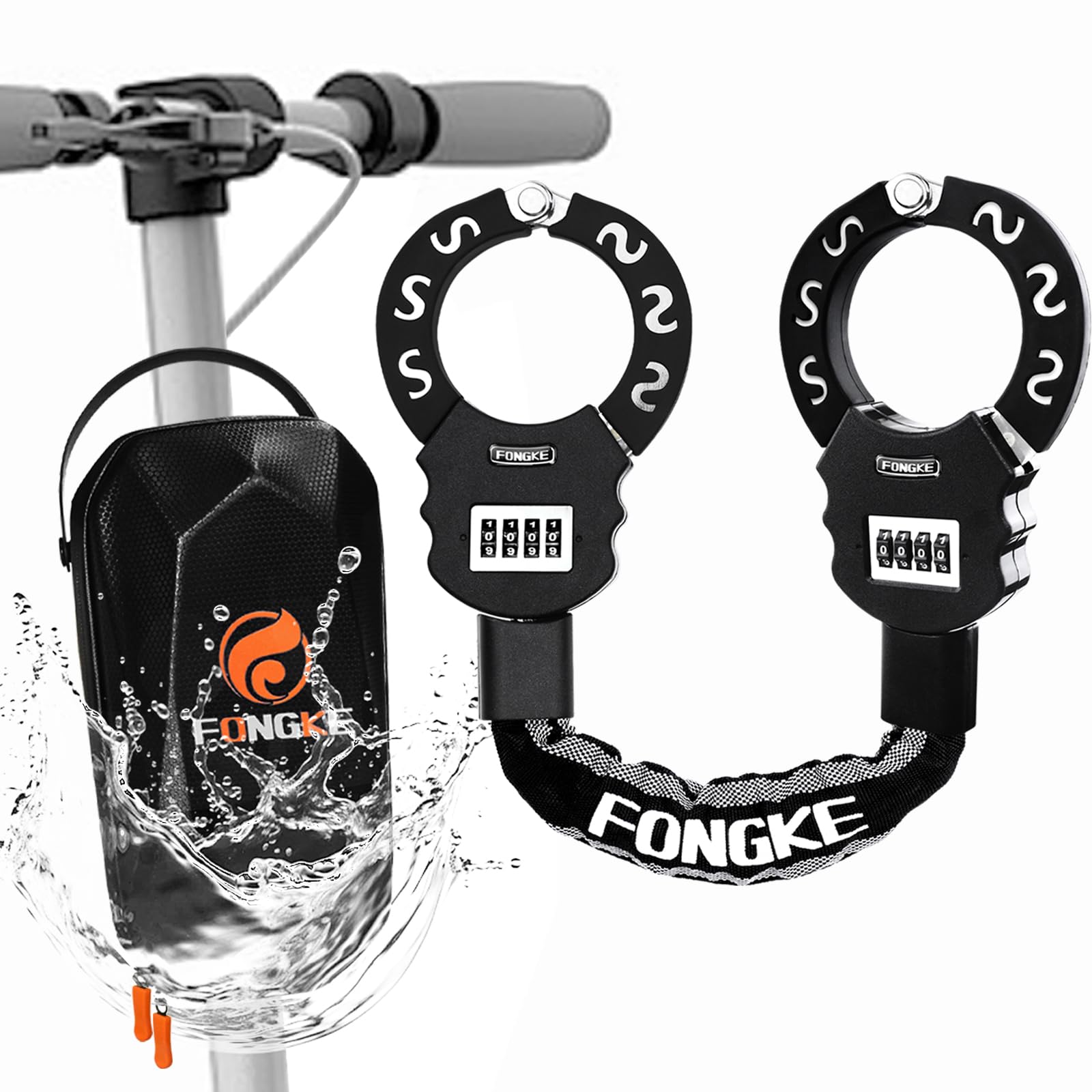 4 Digit Combination Bike Lock - Heavy Duty 8mm Scooter & Bicycle Cable Lock with Waterproof Bag - Anti-Theft Padlock for E-Bikes, Motorcycles & Motorbikes - Perfect for Urban Commuting & Outdoor Adventures