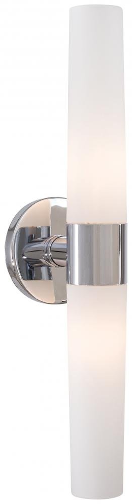 George Kovacs P5042-077 Chrome 2-Light Saber Glass Wall Vanity Light - Perfect for Bathroom Vanity, Dressing Room, and Makeup Area Lighting