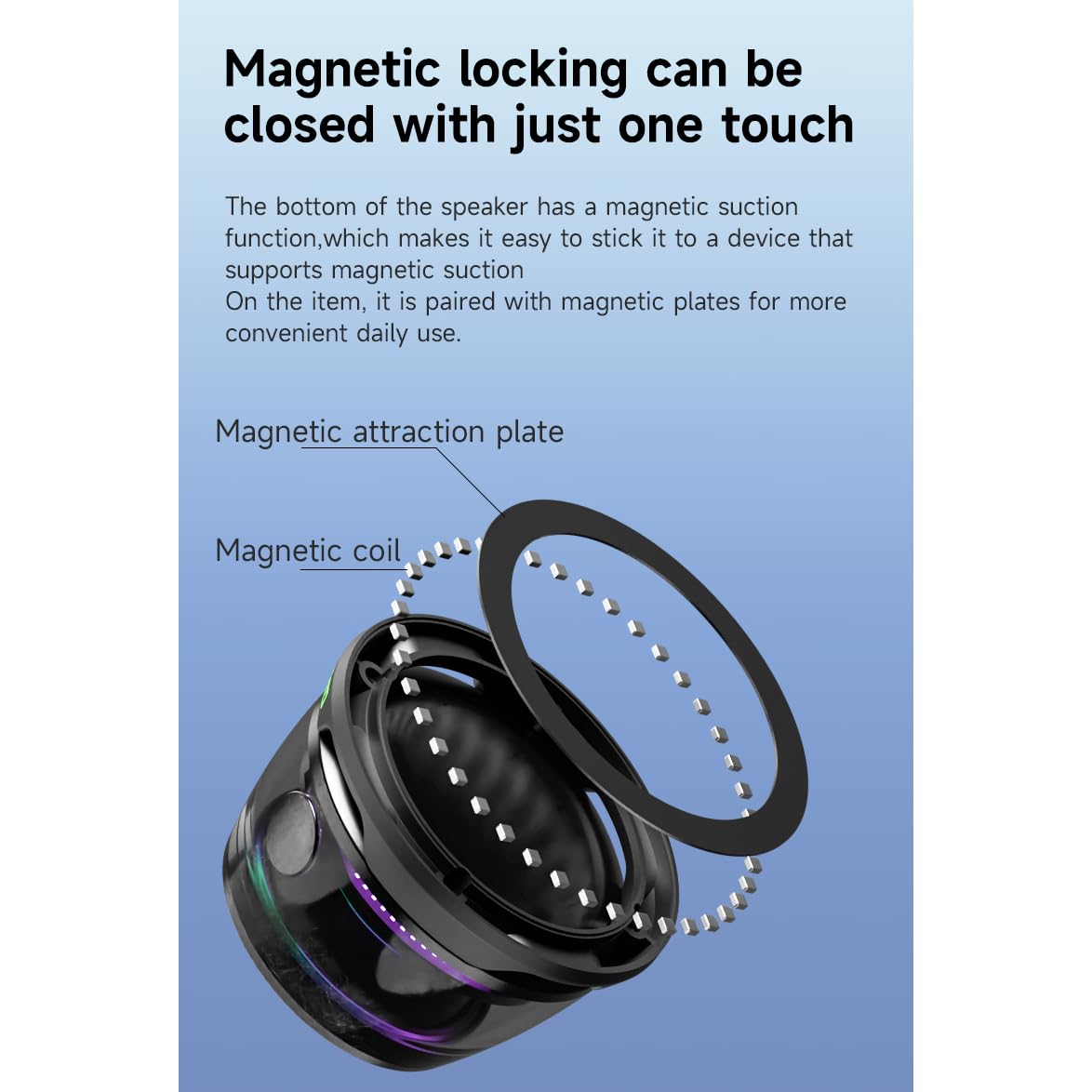 2 Pack Magnetic Bluetooth Speaker, Portable G200 Wireless Speaker with RGB LED Light Show & 3D Surround Sound - TWS Pairing, Phone Stand for iPhone & Android (Black) - Perfect for Parties, Home Decor & Outdoor Adventures