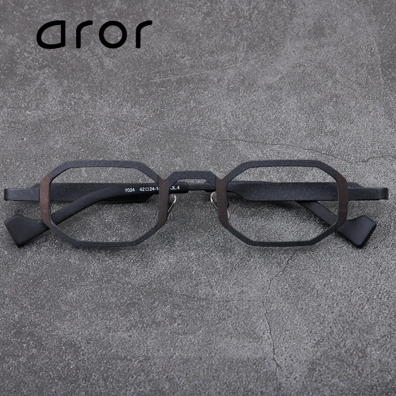 Aror Unisex Full Rim Flat Top Hexagon Titanium Eyeglasses Frame 77024 | Lightweight Durable Glasses for Men & Women | Perfect for Reading, Working & Fashion Accessories