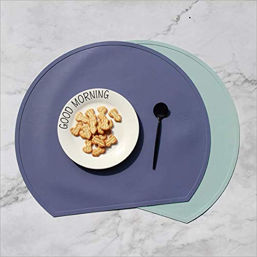 LONGFITE Thick Silicone Placemats for Kids - Non-Slip Table Mats Set of 4 (Blue) - Perfect for Dining, Parties, and Everyday Meals