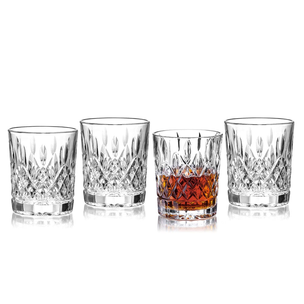 Premium Set of 4 Double Old Fashioned Whiskey Glasses - Heavy Base Crystal Clear Drinking Glasses for Bourbon, Scotch & Cocktails - Perfect for Home Bar, Gifts & Entertaining