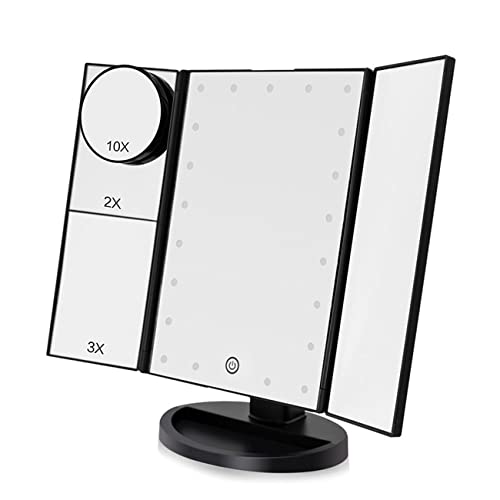 LED Makeup Mirror with Lights & Magnification - Travel Vanity Mirror for Women