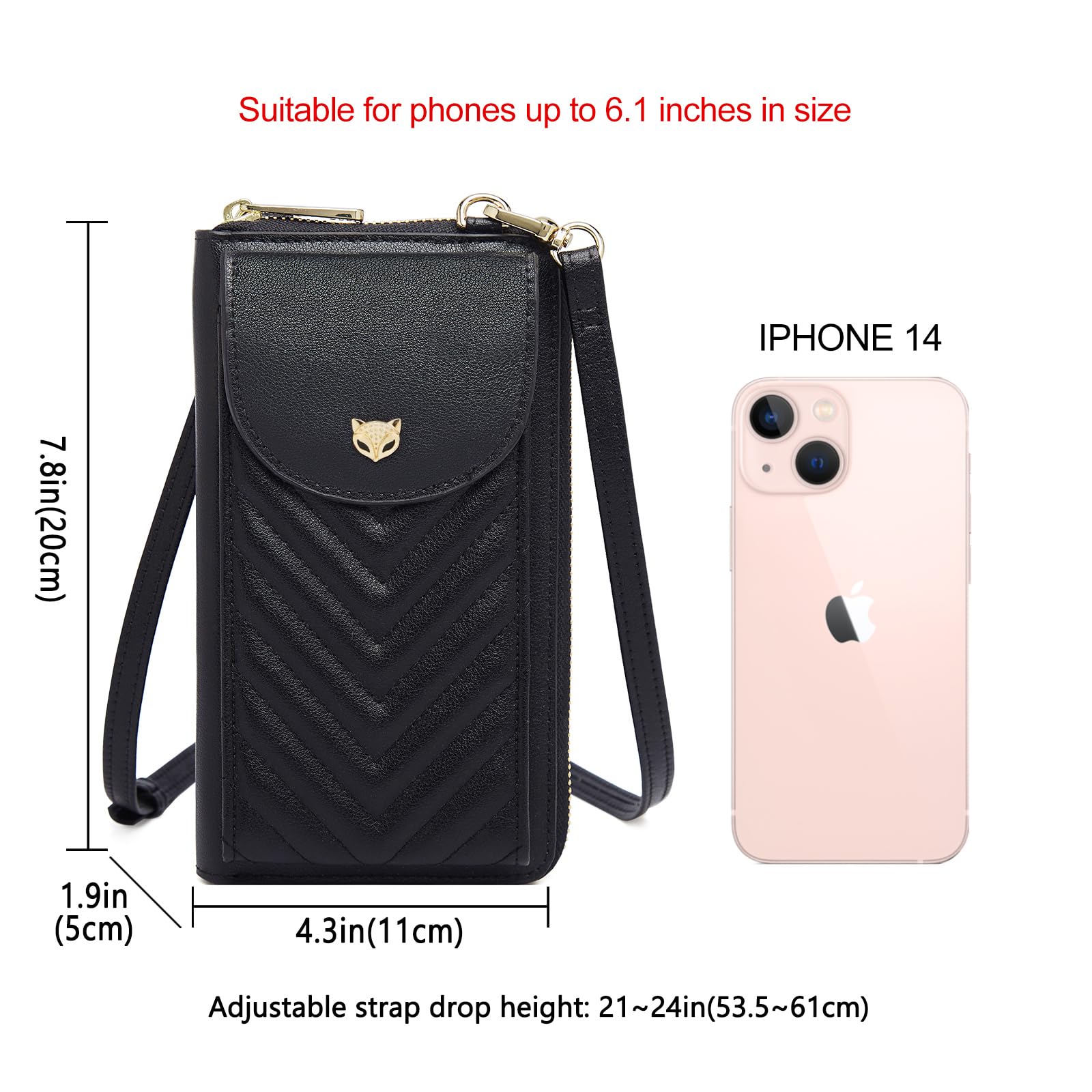 FOXLOVER Women's RFID Blocking Leather Crossbody Bag - Small Cell Phone Purse with Credit Card Slots & Wallet - Stylish Shoulder Bag for Everyday Use, Travel, and Shopping
