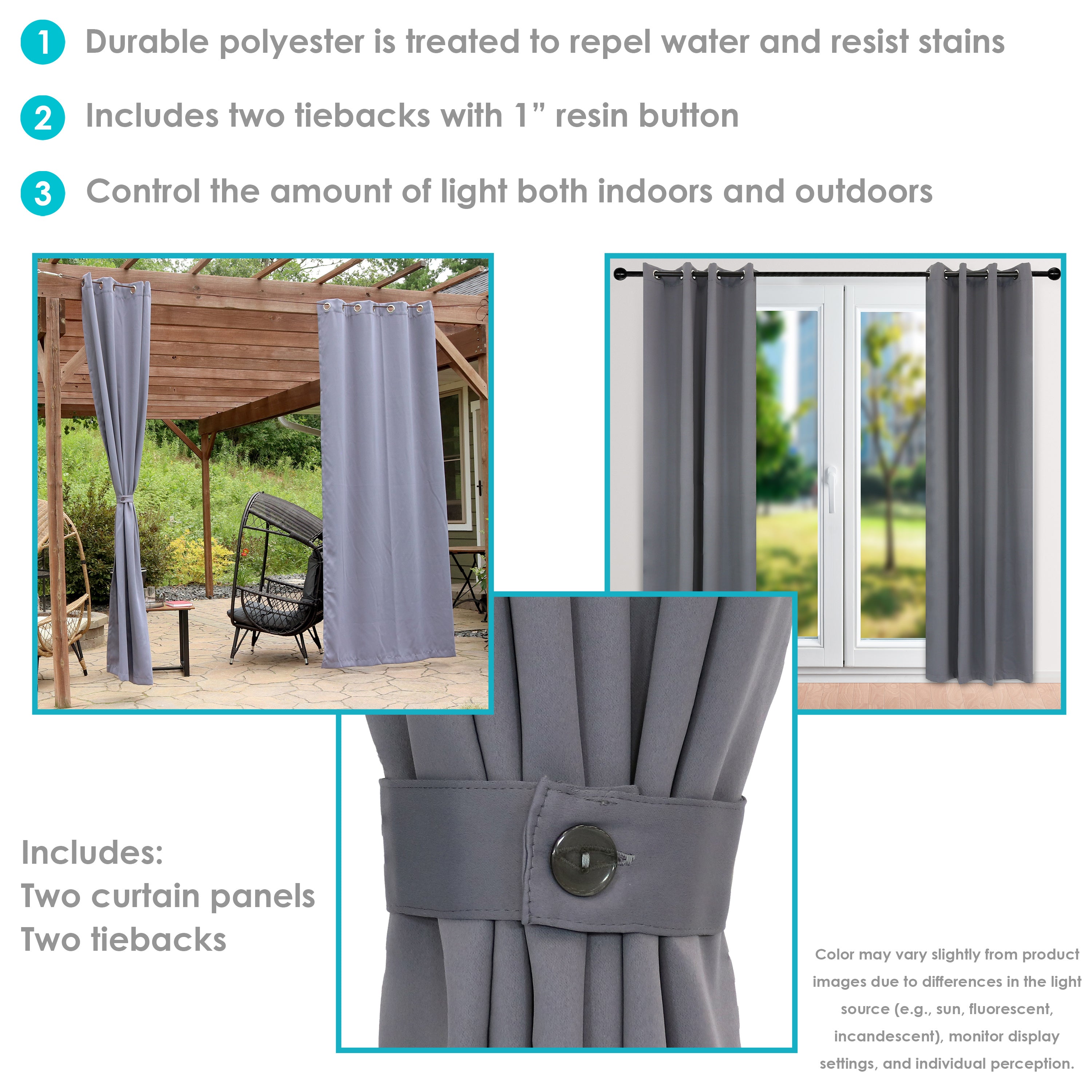 Blackout Curtain Panels with Grommet Top for Bedroom & Living Room - Sun Blocking Thermal Insulated Drapes by Sunnydaze Outdoor - Perfect for Home, Office, and Nursery