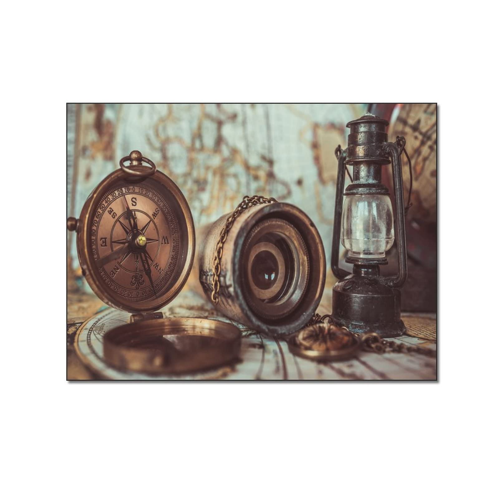 Vintage Nautical Compass 3-Piece Canvas Wall Art Set - 20x26 Inch (51x66cm) Retro 90s Room Decor for Bedroom, Living Room & Office - Perfect Home Decor Gift for Travel Lovers & Coastal Aesthetic Enthusiasts