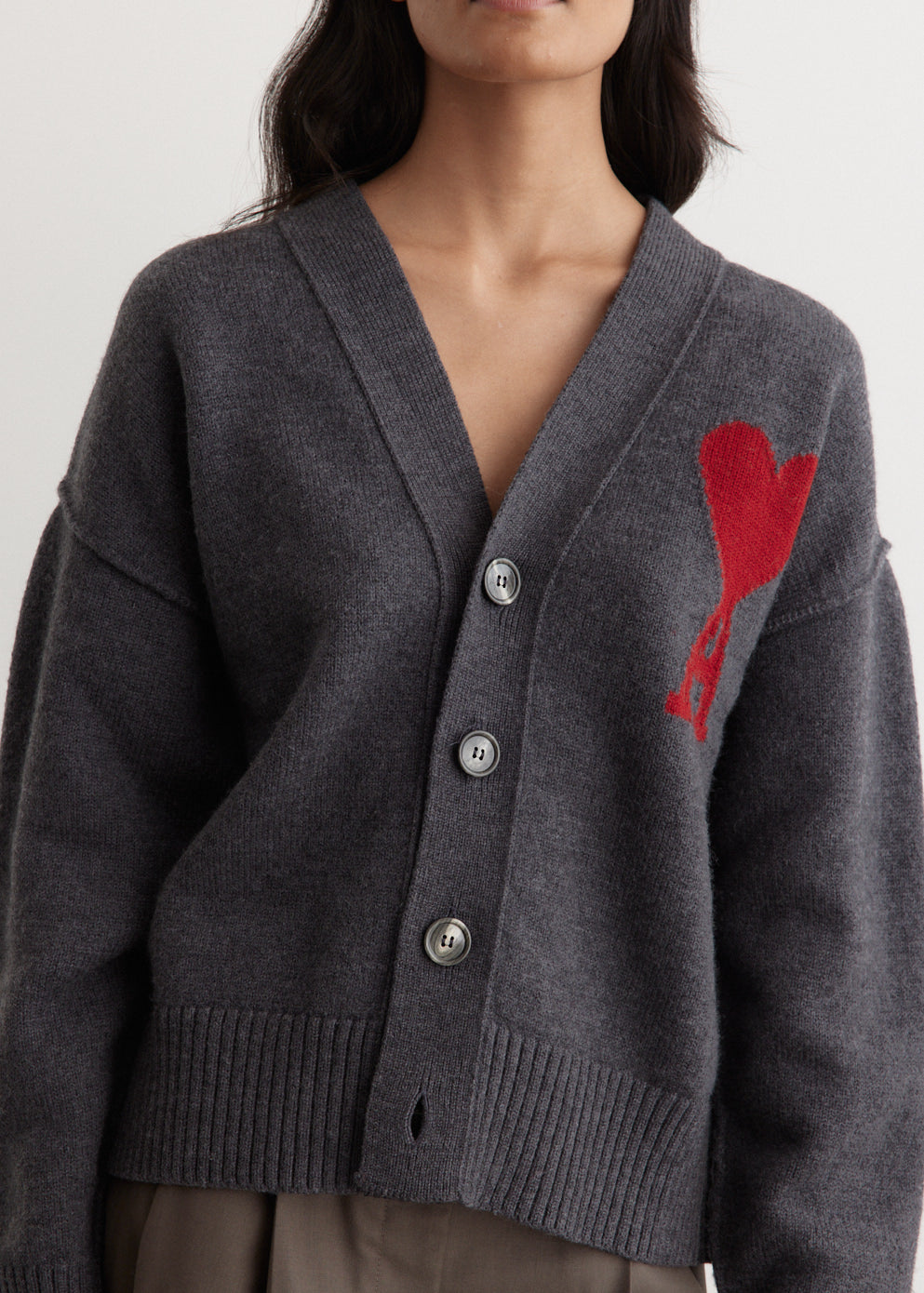 Red ADC Cardigan for Women - Soft Heather Grey Knit Sweater | Cozy Fall & Winter Fashion | Perfect for Casual Outfits and Layering