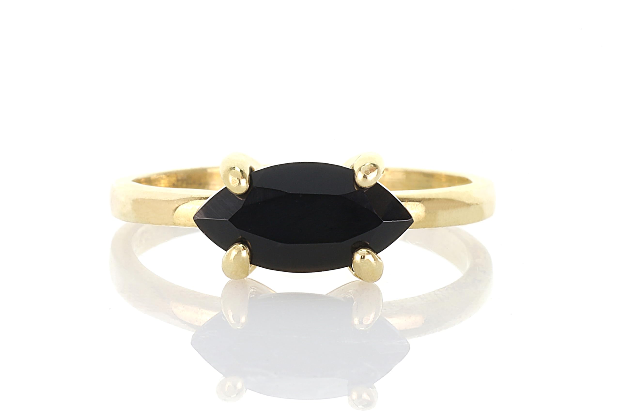 Black Onyx Ring for Women - Handmade Minimalist Gold Jewelry - Stackable & Engraved for Everyday Wear