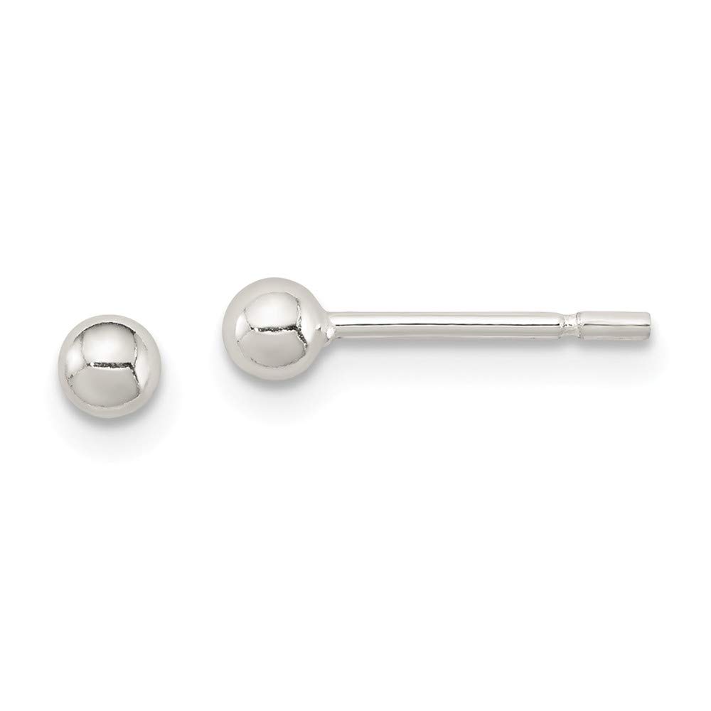 3mm Sterling Silver Polished Ball Earrings for Women - Elegant & Hypoallergenic Jewelry for Everyday Wear & Special Occasions