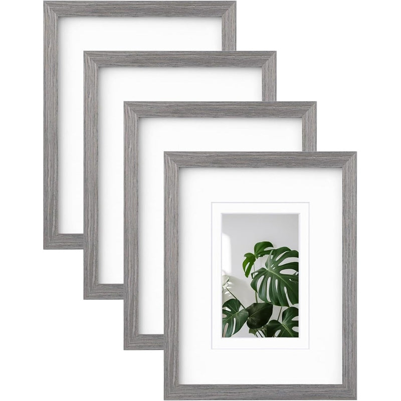 Premium Solid Wood Picture Frame Set of 4 - 8x10 Inches with/without Mat - Handcrafted Wall Photo Frames for Family Photos, Artwork & Home Decor - Perfect for Living Room, Bedroom & Office Display