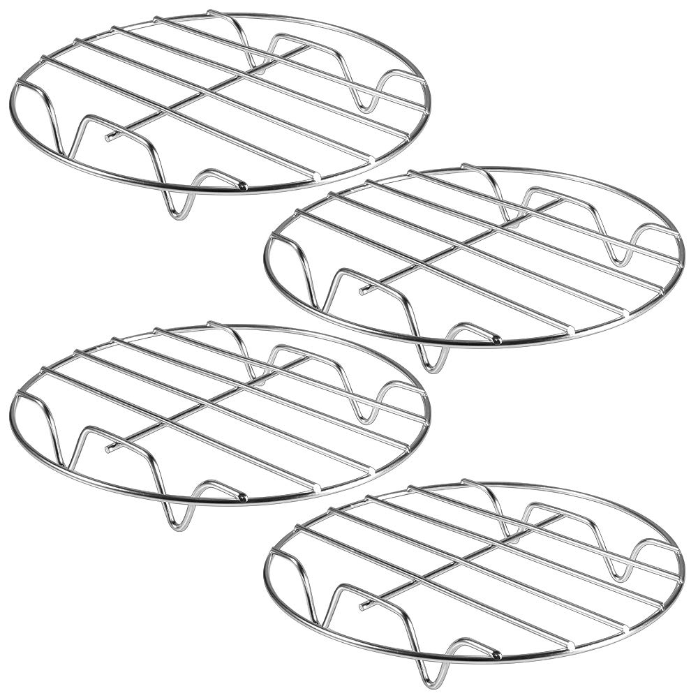 Picowe 4-Pack 8-Inch Stainless Steel Cooling & Steaming Racks - Round Baking Rack Set for Air Fryer, Stockpot, Pressure Cooker - Perfect for Canning, Cooking, Steaming & Lifting Food in Pots