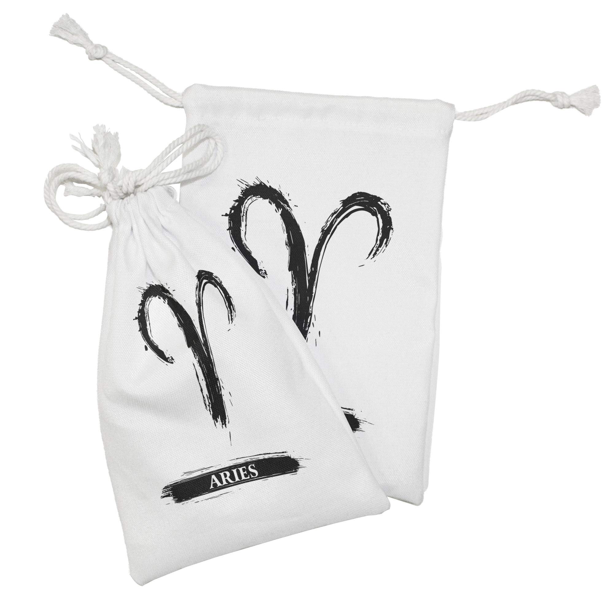 Ambesonne Astrology Fabric Pouch Set of 2 - Aries Zodiac Sign Drawstring Bags with Grunge Venus Design (9