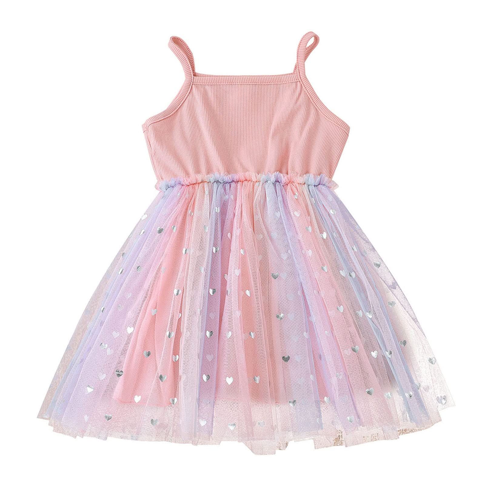 Toddler Girls Sleeveless Tulle Patchwork Princess Dress - Summer Casual Outfit for Kids Age 6 | Perfect for Birthday Parties, Photo Shoots & Special Occasions