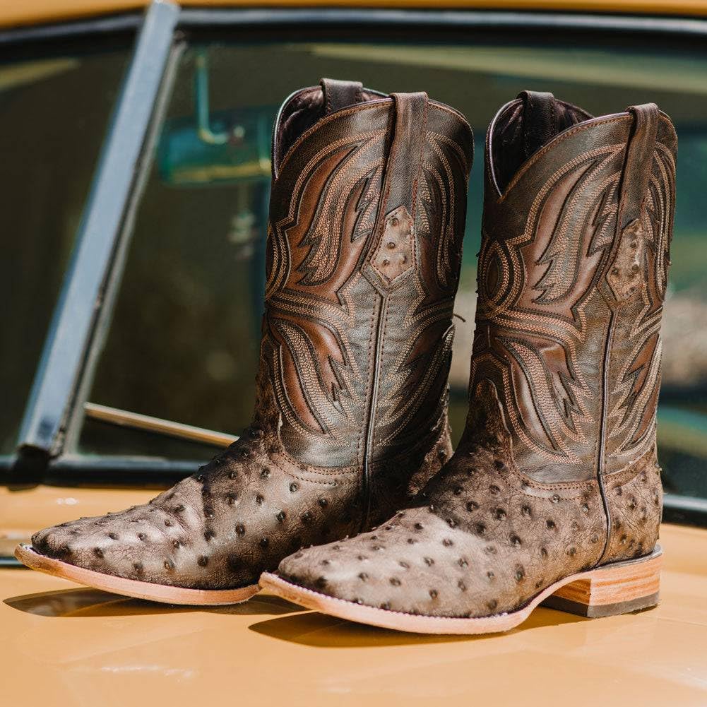 Soto Boots Men's Out of the Wild Ostrich Print Cowboy Boots - Genuine Leather Western Boots for Men H50031 | Perfect for Rodeo, Country Dancing & Western Fashion