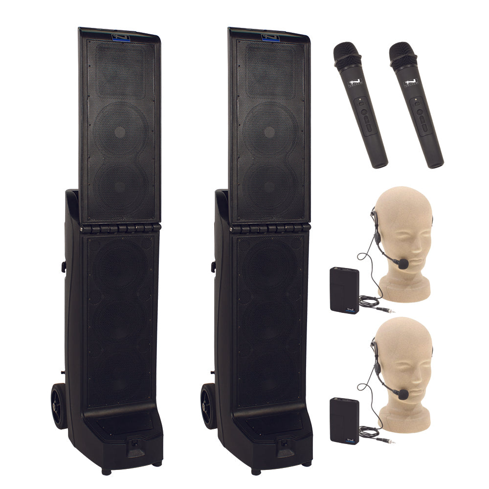 Anchor Audio Bigfoot Pair (XU4,R) Anchor Air Wireless PA System with 4 Microphones - Perfect for Outdoor Events, Weddings, and Public Speaking