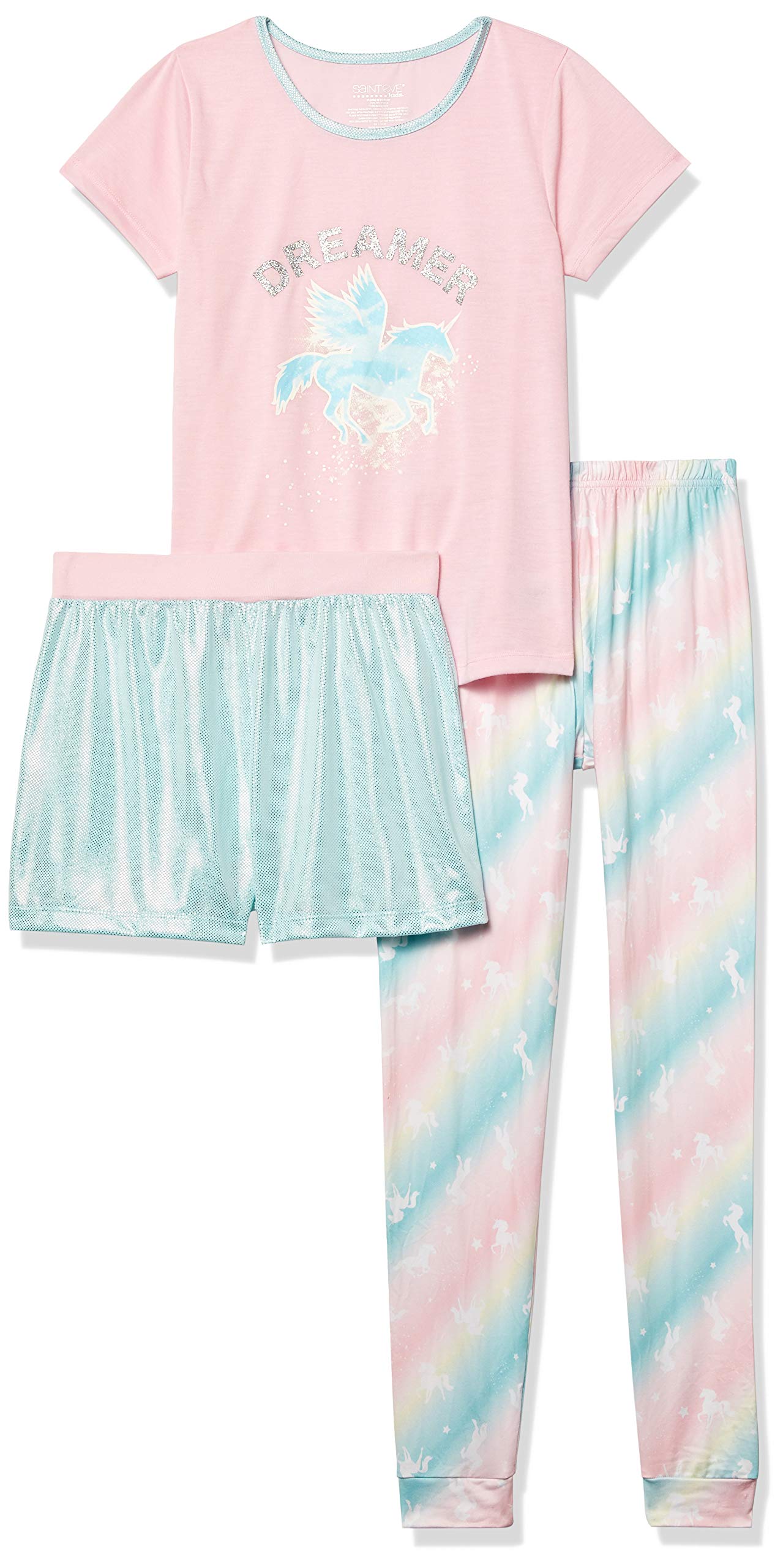 St. Eve Girls' 3-Piece Pajama Set - Soft Cotton Sleepwear for Kids - Perfect for Bedtime, Sleepovers & Cozy Nights at Home