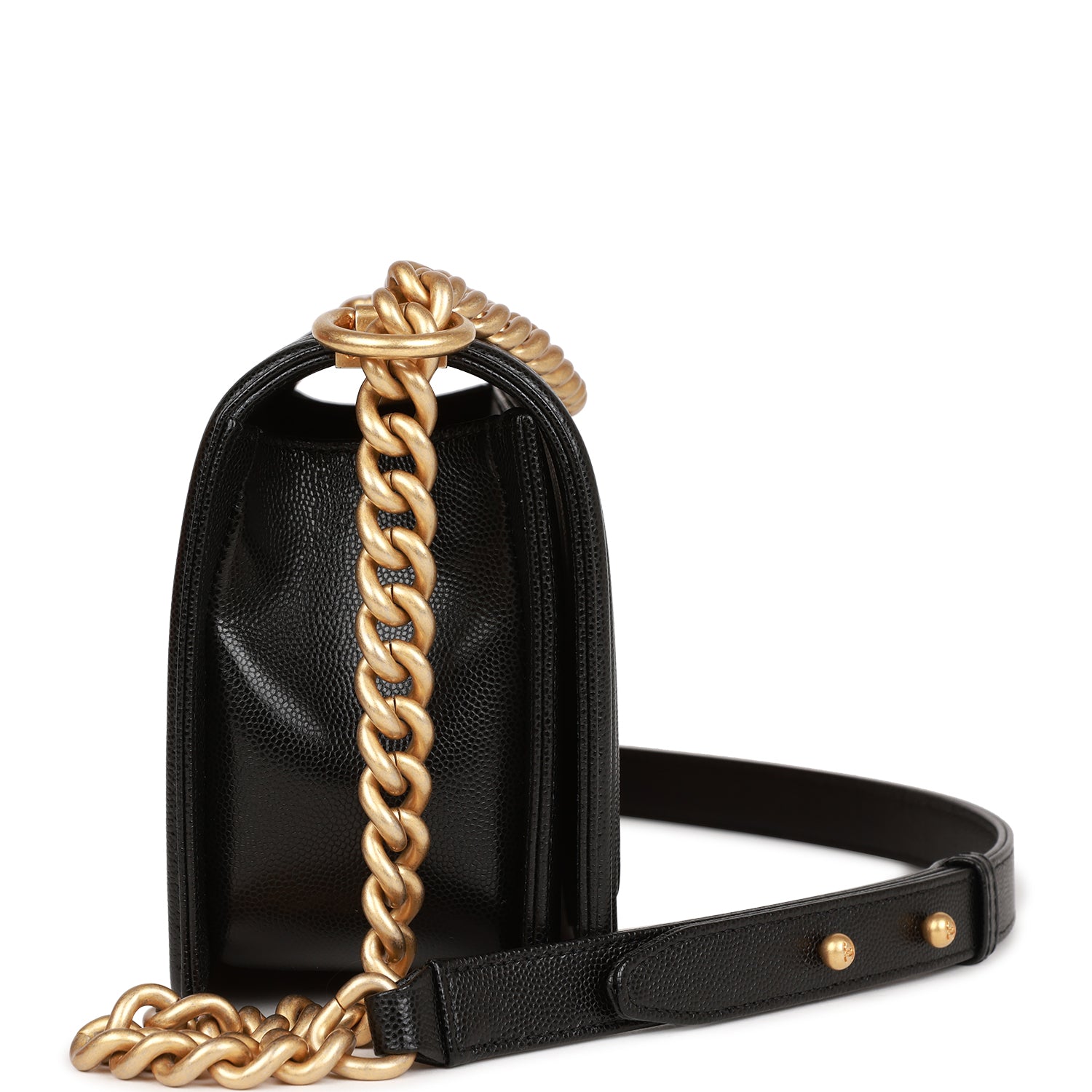 Chanel Medium Boy Bag Black Caviar Leather with Antique Gold Hardware - Luxury Crossbody Bag for Women, Perfect for Date Night & Special Occasions