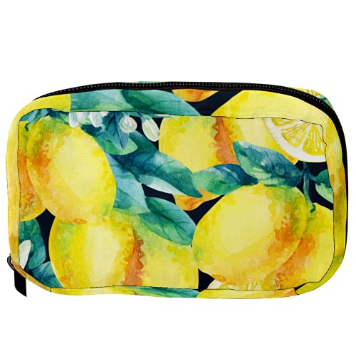 Inhomer Women's Travel Toiletry Bag - Waterproof Cosmetic Makeup Organizer Pouch with Lemon Tropical Print - Perfect for Vacation, Gym, Business Trips & Daily Essentials Storage