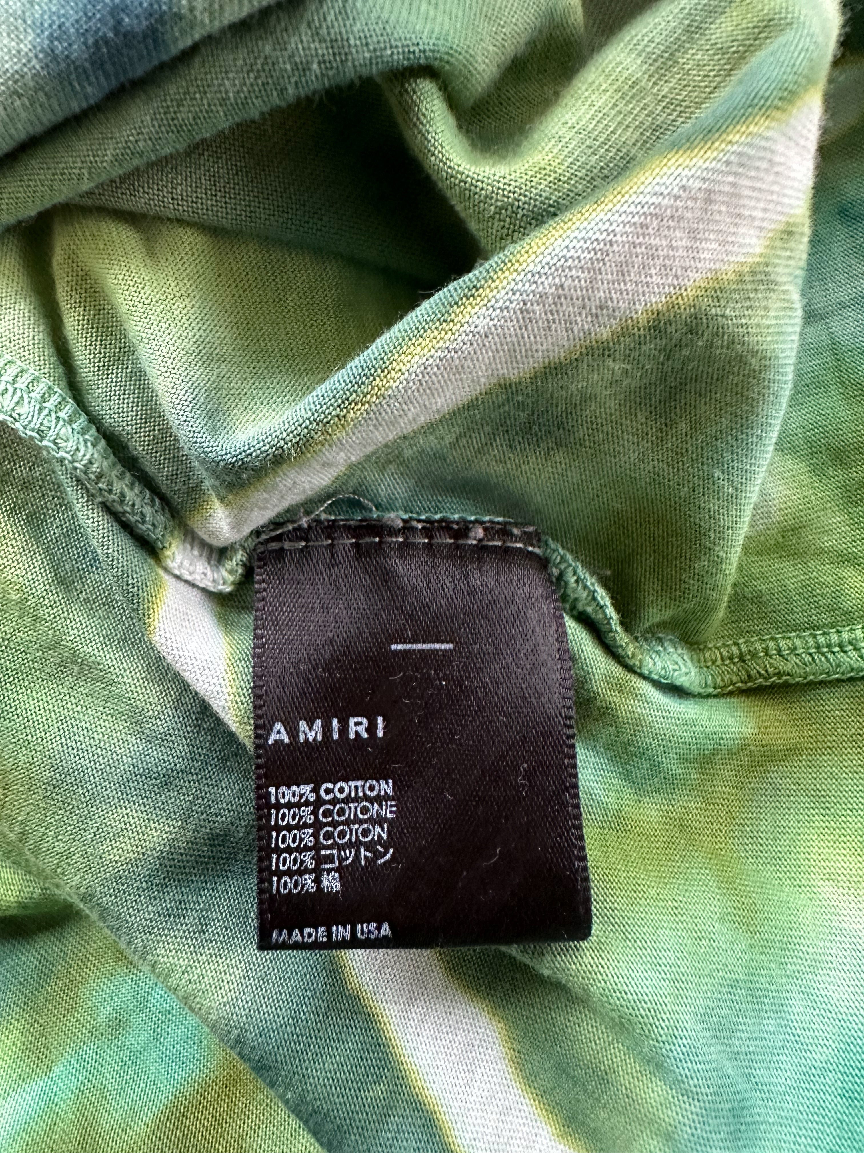 Amiri Green Tie Dye Logo T-Shirt for Men - Stylish Graphic Tee for Streetwear, Casual Outfits & Summer Fashion