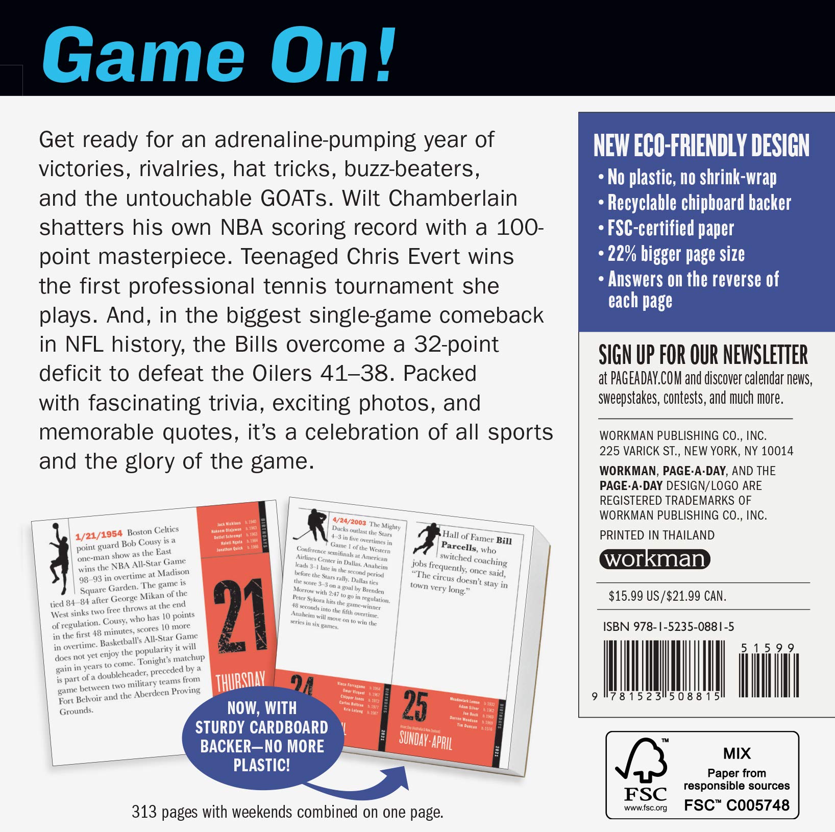 Official 365 Sports Facts-A-Year Page-A-Day Calendar 2024 | Daily Sports Trivia & Fun Facts | Perfect Gift for Sports Fans, Office Desk, or Home Decor