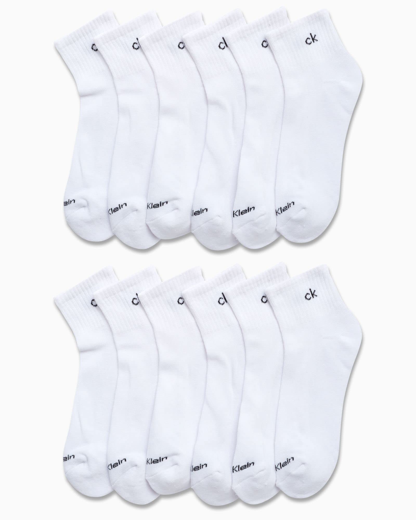Calvin Klein Men's Performance Cushioned Quarter Socks - 12 Pack Breathable Athletic Ankle Socks for Running, Gym & Casual Wear (Sizes 7-12) - Comfortable Everyday Socks for Workouts & Daily Use