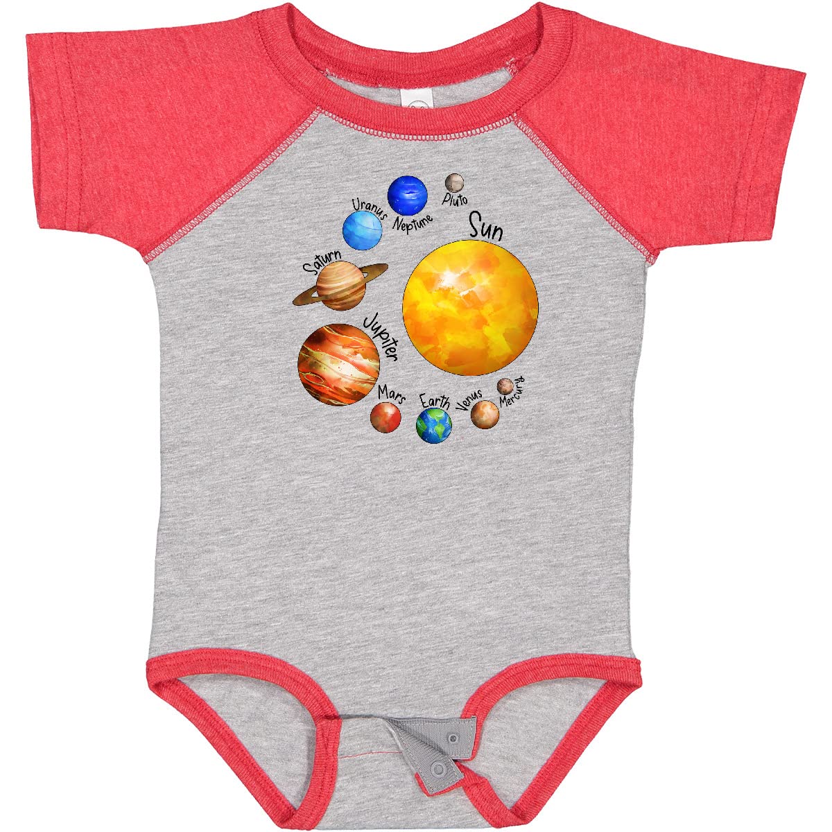 Inktastic Sun and Planets Baby Bodysuit - Cute Solar System Outfit for Infants - Perfect for Astronomy Lovers, Space-Themed Parties & Everyday Play