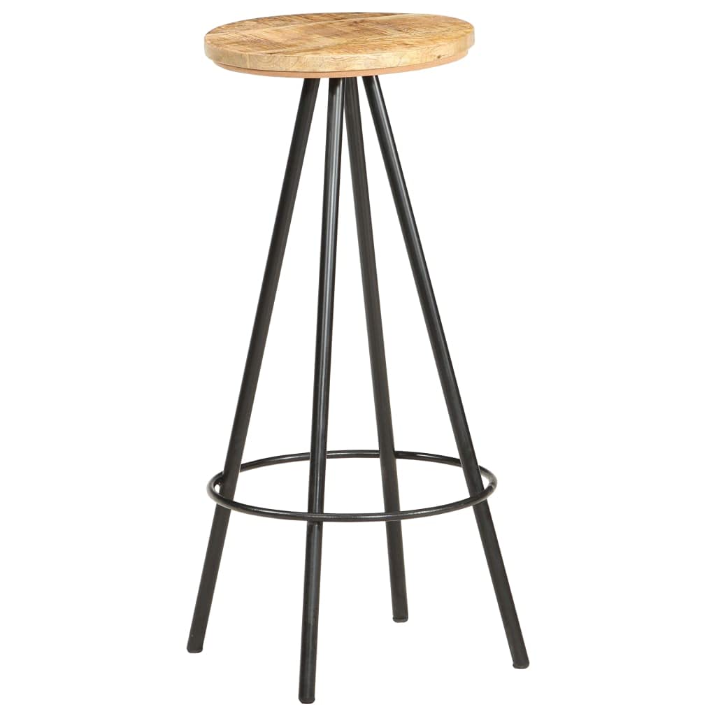 2-Pack Solid Rough Mango Wood Bar Stools - Rustic Kitchen Counter, Pub & Dining Room Chairs for Indoor Use - Perfect for Breakfast Nook, Home Bar & Restaurant Seating