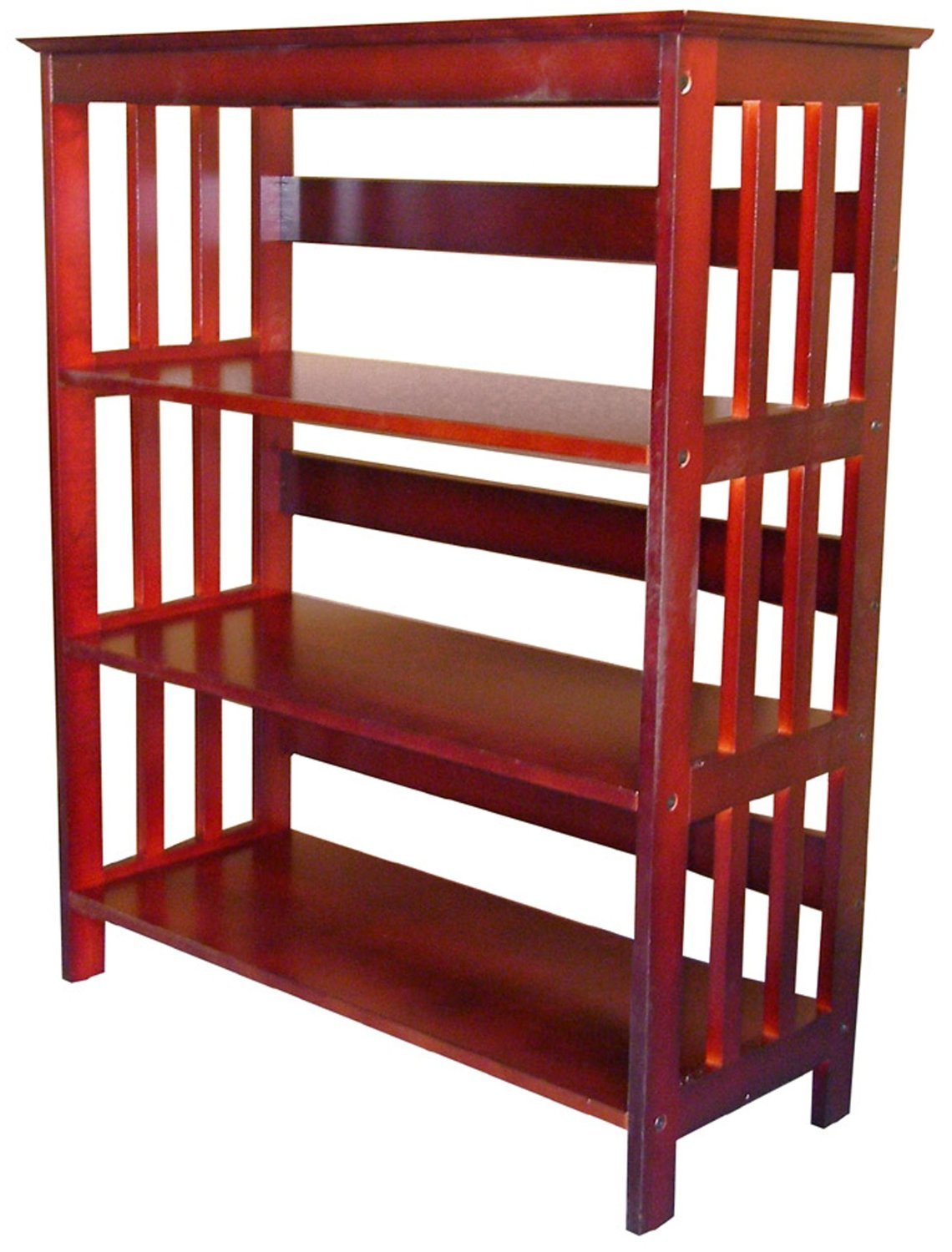Mission Pine Wood Bookcase - Cherry Finish, 36 Inch Wide, Rustic Home Office Bookshelf for Living Room, Bedroom, or Study Storage