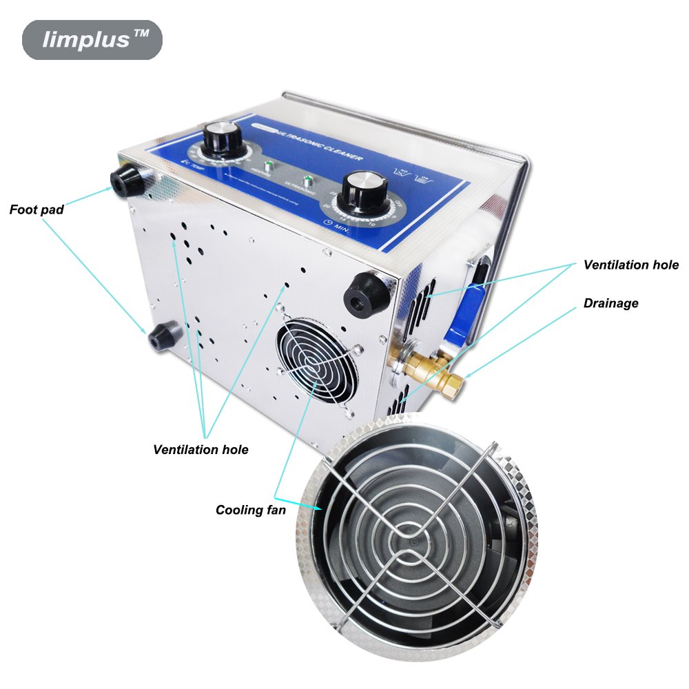 Limplus LS-10 10L 240W Professional Ultrasonic Cleaner with Basket & Lid - 40kHz Heated Timer - Perfect for Denture Cleaning, Dental Tools, Surgical Instruments, Jewelry, Fuel Injectors & Oil Removal - Commercial & Home Use
