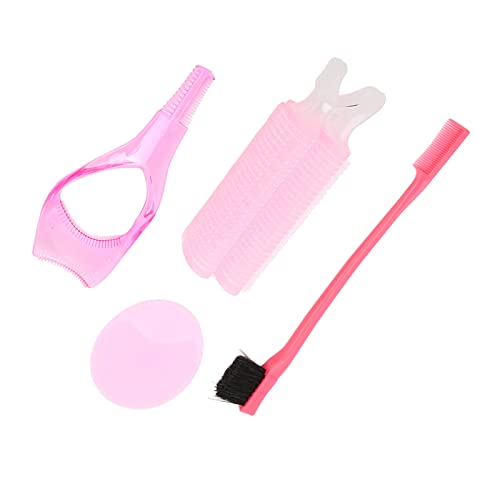 Professional Beauty Makeup Kit with Hair Curling Wand, Eyebrow Brush, Eyelash Mascara Shield & Facial Cleansing Brush - Complete Cosmetic Set for Women | Home & Travel Use | Perfect for Makeup Application & Skincare Routine (Pink)