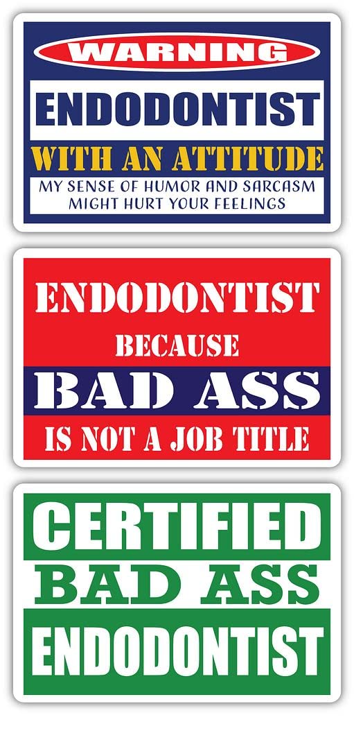 Certified Endodontist Stickers (3-Pack) | Funny Dentist Job Career Gift | 3M Vinyl Decals for Laptop, Hard Hat, Window | Perfect for Dental Office Decor & Gifts for Endodontists